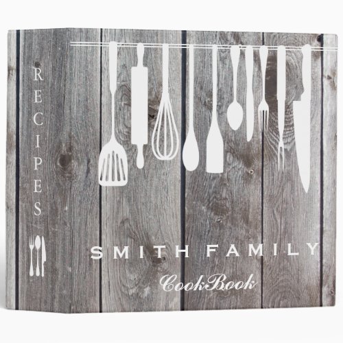 Personalized Family Recipe Cookbook Wood 3 Ring Binder