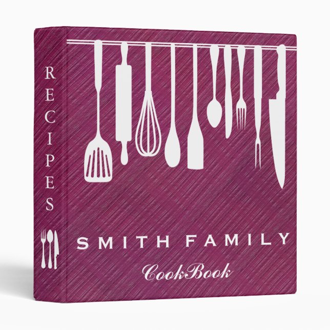 Personalized Family Recipe Cookbook Wood Binder (Front/Spine)