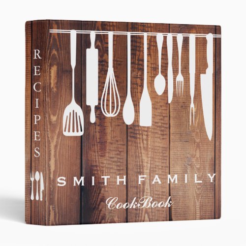 Personalized Family Recipe Cookbook Wood Binder