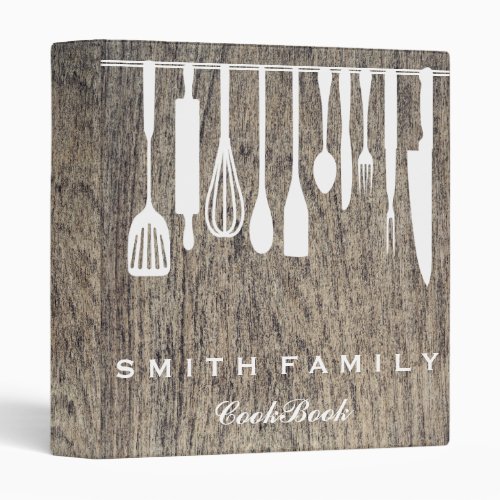 Personalized Family Recipe Cookbook Wood Binder