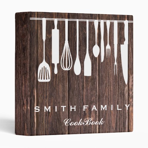 Personalized Family Recipe Cookbook Wood Binder