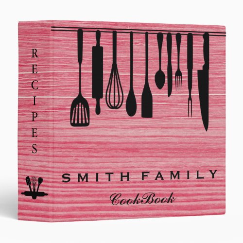 Personalized Family Recipe Cookbook Wood Binder