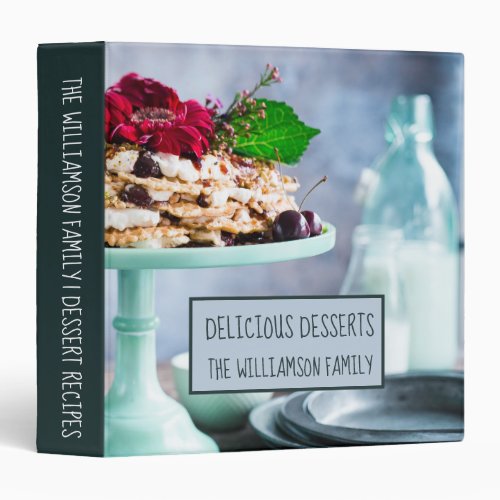 Personalized Family Recipe Dessert Cookbook 3 Ring Binder