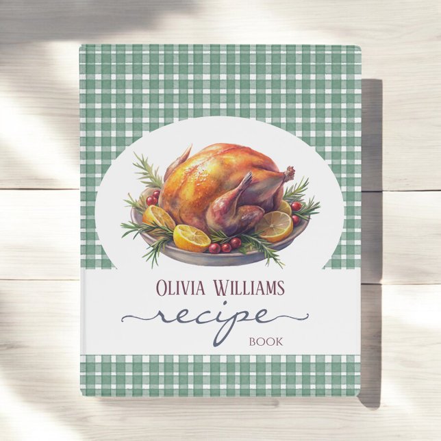 Personalized Family Recipe Organizer Green Gingham Mini Binder (Creator Uploaded)