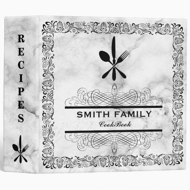 Personalized Family Recipe Retro Cookbook 3 Ring Binder (Front/Spine)