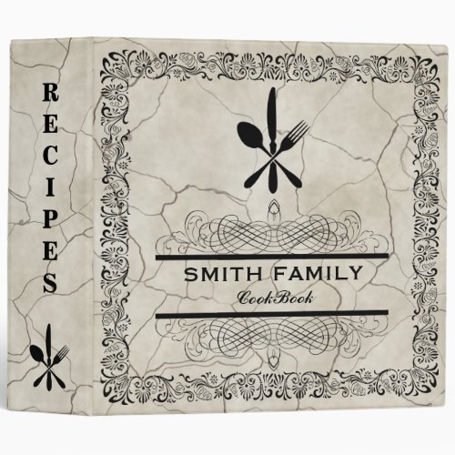 Personalized Family Recipe Retro Cookbook 3 Ring Binder