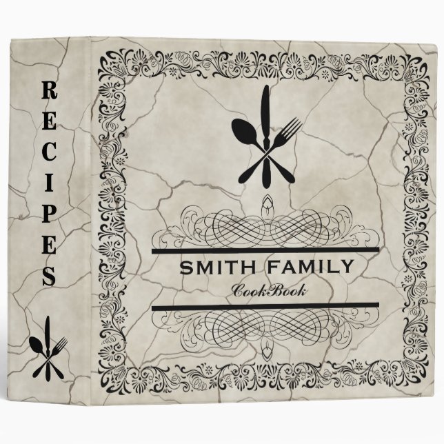 Personalized Family Recipe Retro Cookbook 3 Ring Binder (Front/Spine)