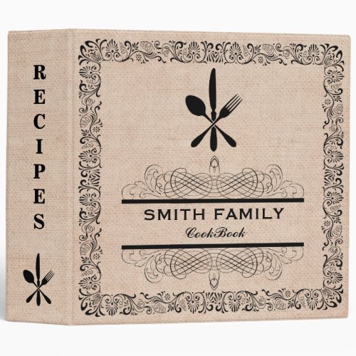 Personalized Family Recipe Retro Cookbook 3 Ring Binder