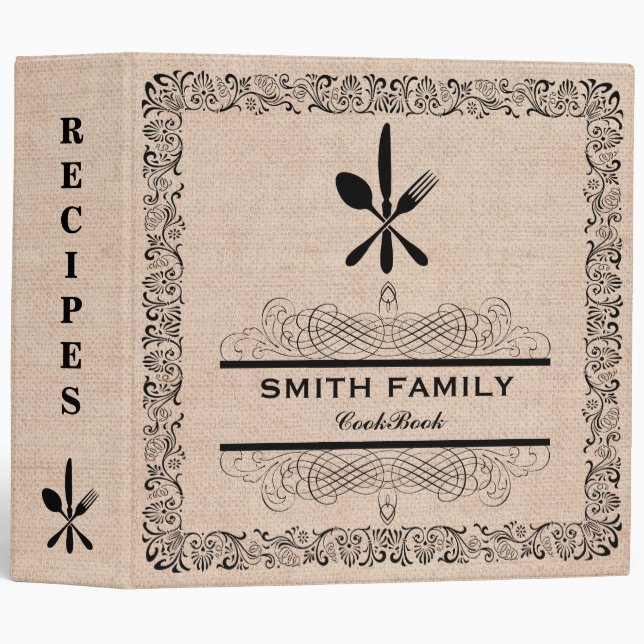 Personalized Family Recipe Retro Cookbook 3 Ring Binder (Front/Spine)