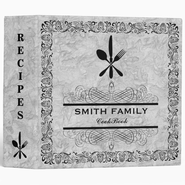 Personalized Family Recipe Retro Cookbook 3 Ring Binder (Front/Spine)