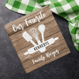Personalized Family Recipe Rustic Wood Cookbook  3 Ring Binder