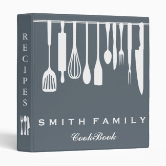 Personalized Family Recipe Utensils Cookbook 3 Ring Binder