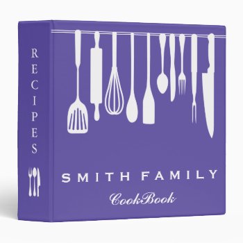Personalized Family Recipe Utensils Cookbook 3 Ring Binder by sunbuds at Zazzle