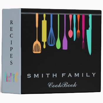 Personalized Family Recipe Utensils Cookbook 3 Ring Binder by sunbuds at Zazzle