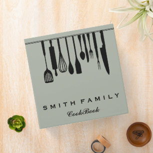 Personalized Family Recipe Utensils Cookbook 3 Ring Binder
