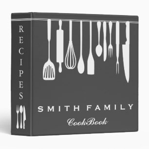 Personalized Family Recipe Utesils Cookbook 3 Ring Binder