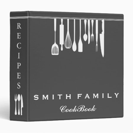 Personalized Family Recipe Utesils Cookbook Binder
