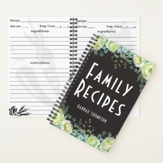 Personalized Family Recipe White Roses Modern