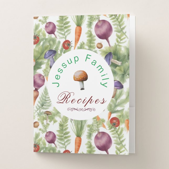 Personalized Family Recipes Binder, Recipe Book Pocket Folder (Front)