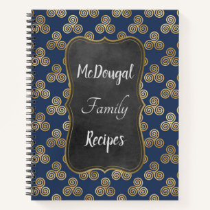 Personalized Family Recipes Blue Celtic Notebook