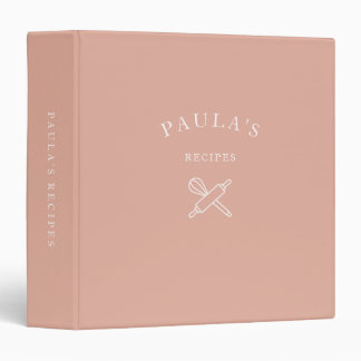 Personalized Family Recipes Minimalist Blush Pink 3 Ring Binder