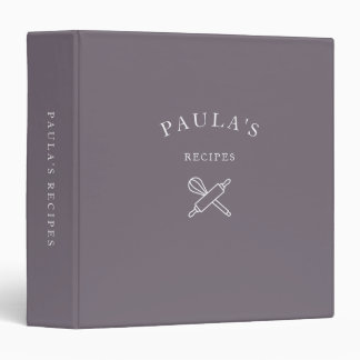 Personalized Family Recipes Minimalist Violet 3 Ring Binder