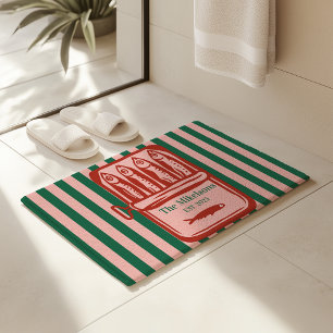 Personalized Family Retro Sardine Tin Stripes Bath Mat