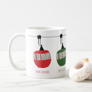 Personalized Family Retro Ski Lift Illustration Coffee Mug