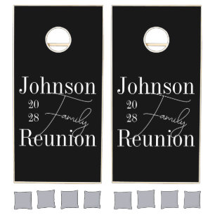 Personalized Family Reunion Black and White Party Cornhole Set