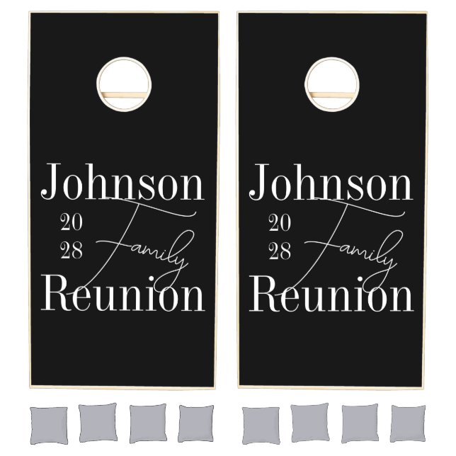 Personalized Family Reunion Black and White Party Cornhole Set (Set)