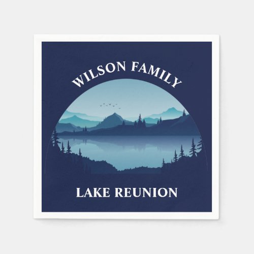 Personalized Family Reunion Blue Lake Vacation Napkins