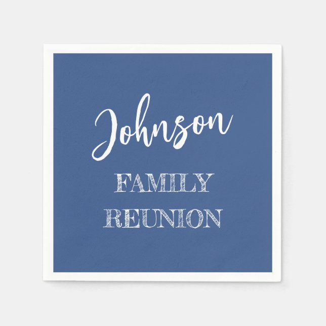 Personalized Family Reunion Blue Paper Napkins (Front)