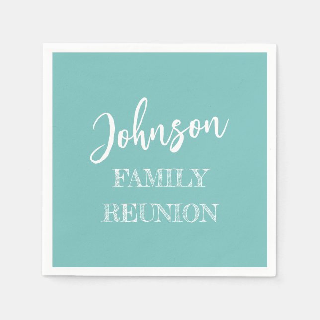 Personalized Family Reunion Coastal Green Paper Napkins (Front)