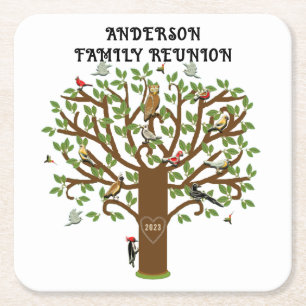 Personalized Family Reunion Collectible Square Paper Coaster