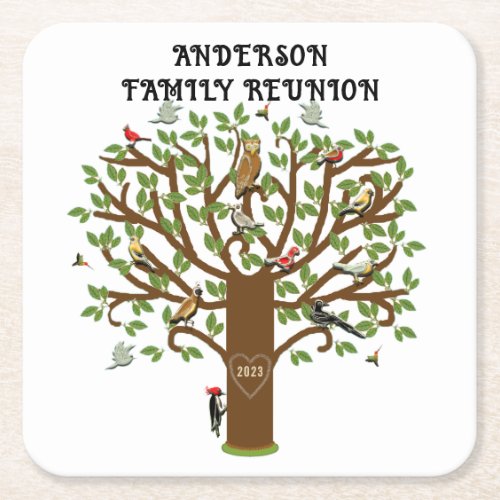 Personalized Family Reunion Collectible Square Paper Coaster