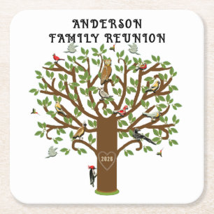 Personalized Family Reunion Collectible Square Paper Coaster
