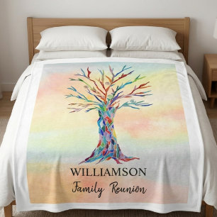 Personalized Family Reunion Colorful Tree  Fleece Blanket