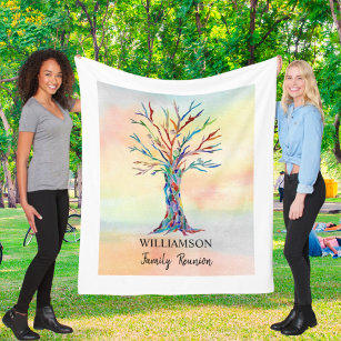 Personalized Family Reunion Colorful Tree  Fleece Blanket