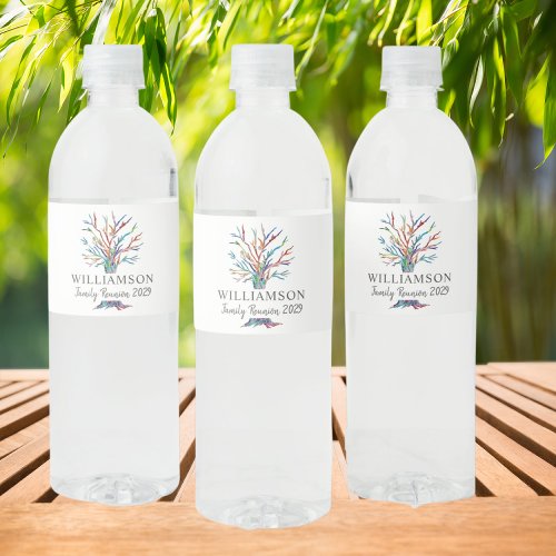 Personalized Family Reunion Family Tree Water Bottle Label