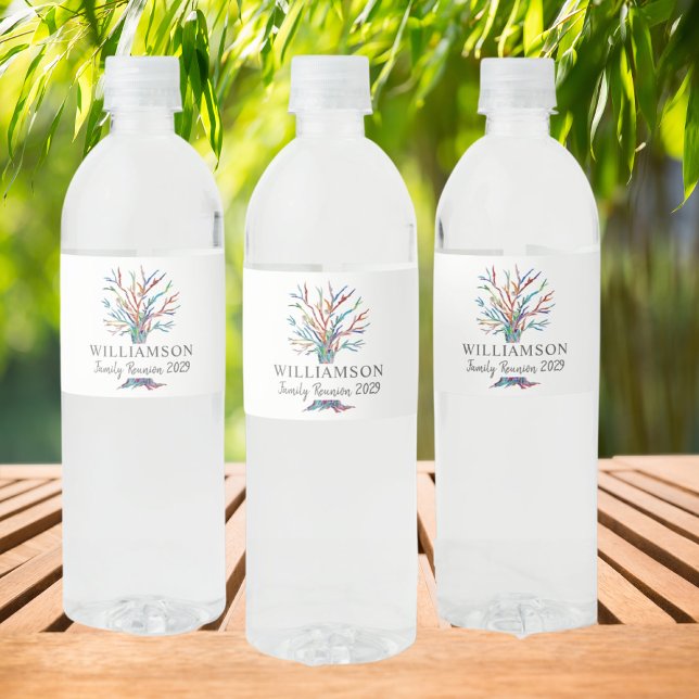 Personalized Family Reunion Family Tree Water Bottle Label (Creator Uploaded)