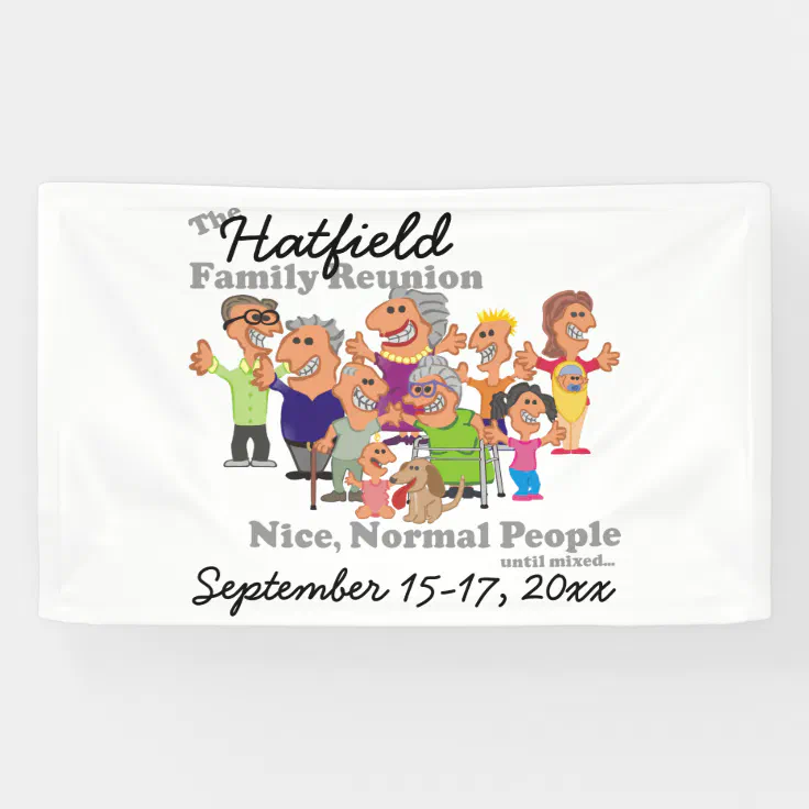 Personalized Family Reunion Funny Cartoon Banner | Zazzle