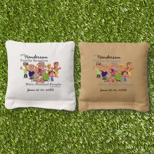 Personalized Family Reunion Funny Cartoon Cornhole Bags