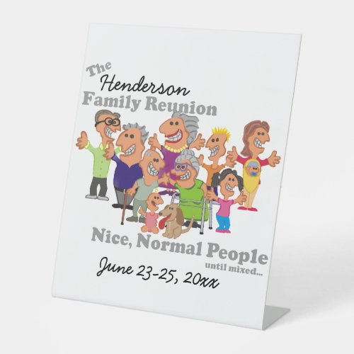 Personalized Family Reunion Funny Cartoon Pedestal Sign