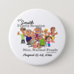 Personalized Family Reunion Funny Cartoon Pinback Button at Zazzle