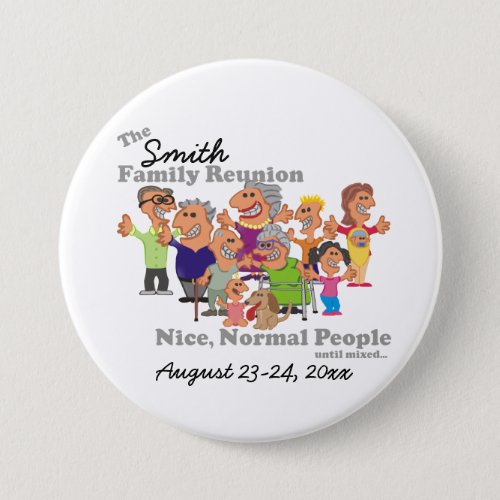 Personalized Family Reunion Funny Cartoon Pinback Button