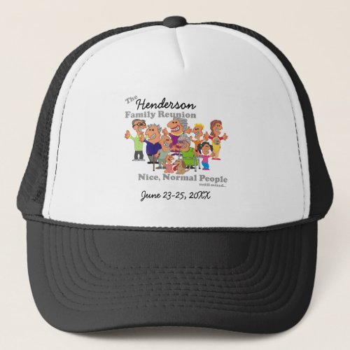 Personalized Family Reunion Funny Cartoon Trucker Hat