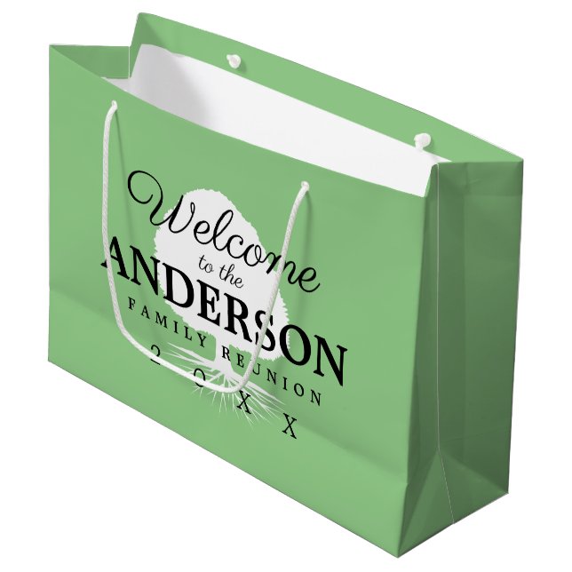 Personalized family reunion gathering tree symbol large gift bag (Front Angled)