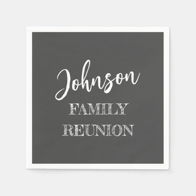 Personalized Family Reunion Gray Paper Napkins (Front)