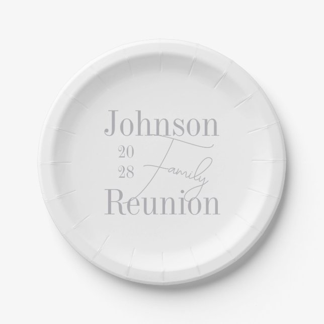 Personalized Family Reunion Modern Party Paper Plates (Front)