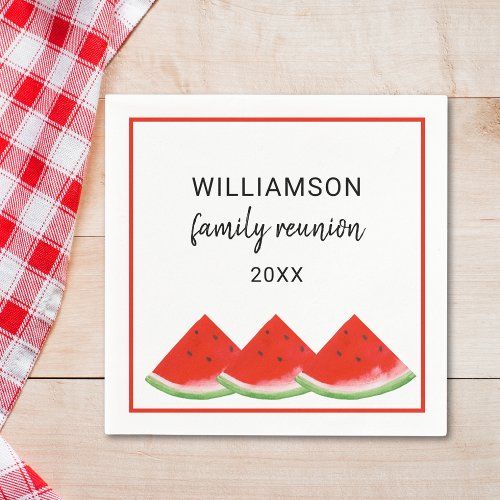 Personalized Family Reunion Red Watermelon Napkins